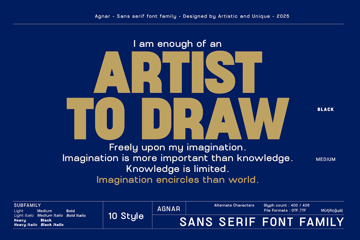 Agnar - Sans serif font family, a Font by Artistic & Unique (Photo 7 of 14)
