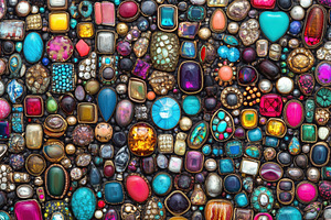 A vibrant collection of colorful gemstones and jewels arranged closely together, an Arts & Entertainment Photo by Textures & Backgrounds