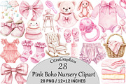 Pink Boho Nursery Clipart, an Illustration by CitraGraphics (Thumbnail 1 of 5)