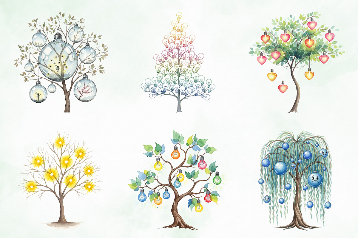 Christmas Lights Tree Clipart PNG, an Illustration by Creative Art (Photo 4 of 11)