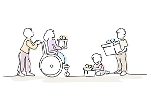 Vector illustration of a boy giving, a Person Illustration by Valenty