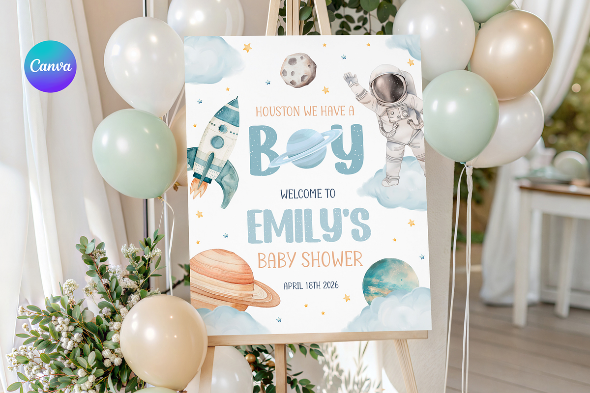 Outer Space Baby Shower Welcome Sign, a Templates & Theme by Digital_Mind (Photo 1 of 3)