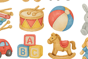 Watercolor Kids Toy Collection Set, an Object Graphic by RT Studio (Thumbnail 4 of 4)