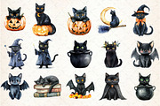 Halloween Black Cats Clipart, an Illustration by Rose Art (Thumbnail 2 of 7)
