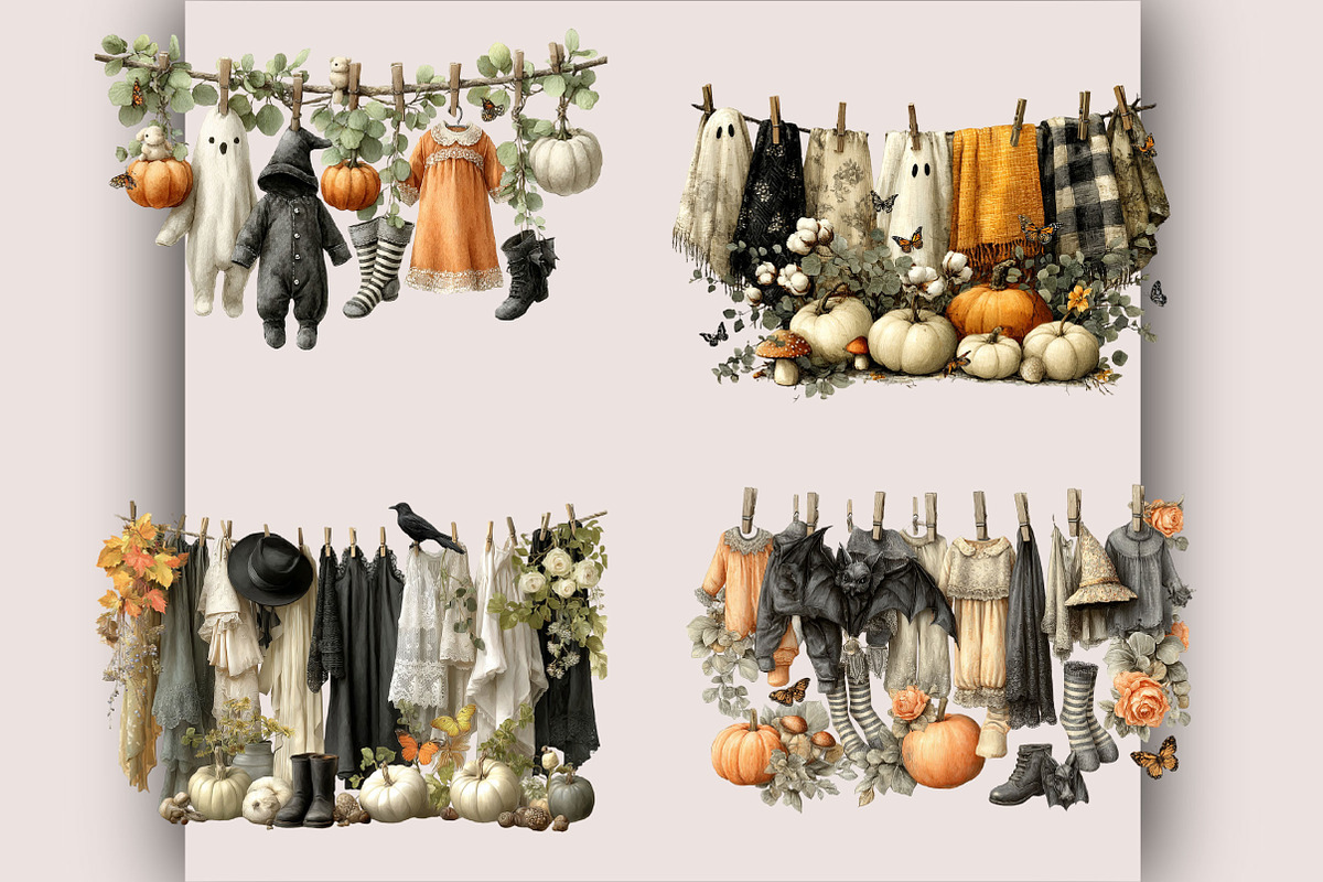 Spooky Season Halloween Clothesline, a Seasonal Illustration by SVGArt (Photo 2 of 5)