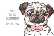Pug dog print illustration, an Animal Illustration by Hala (Thumbnail 2 of 3)
