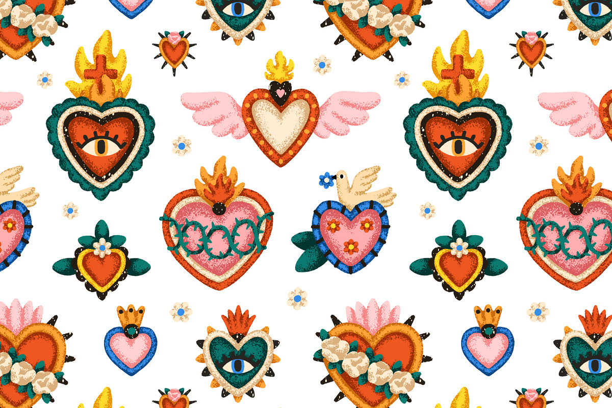 Mexican hearts seamless patterns, a Pattern Graphic by Good Studio (Photo 2 of 13)