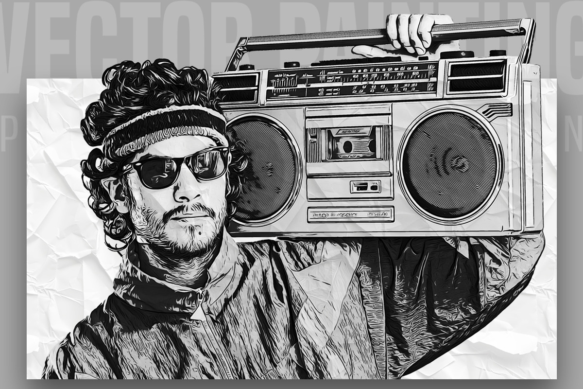 B&W Vector Painting Photoshop Action, an Action Add-On by iHemalaya (Photo 4 of 4)