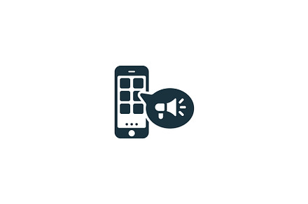 In-App Advertising icon. Monochrome, a Technology Illustration by Aimagenarium@gmail.com