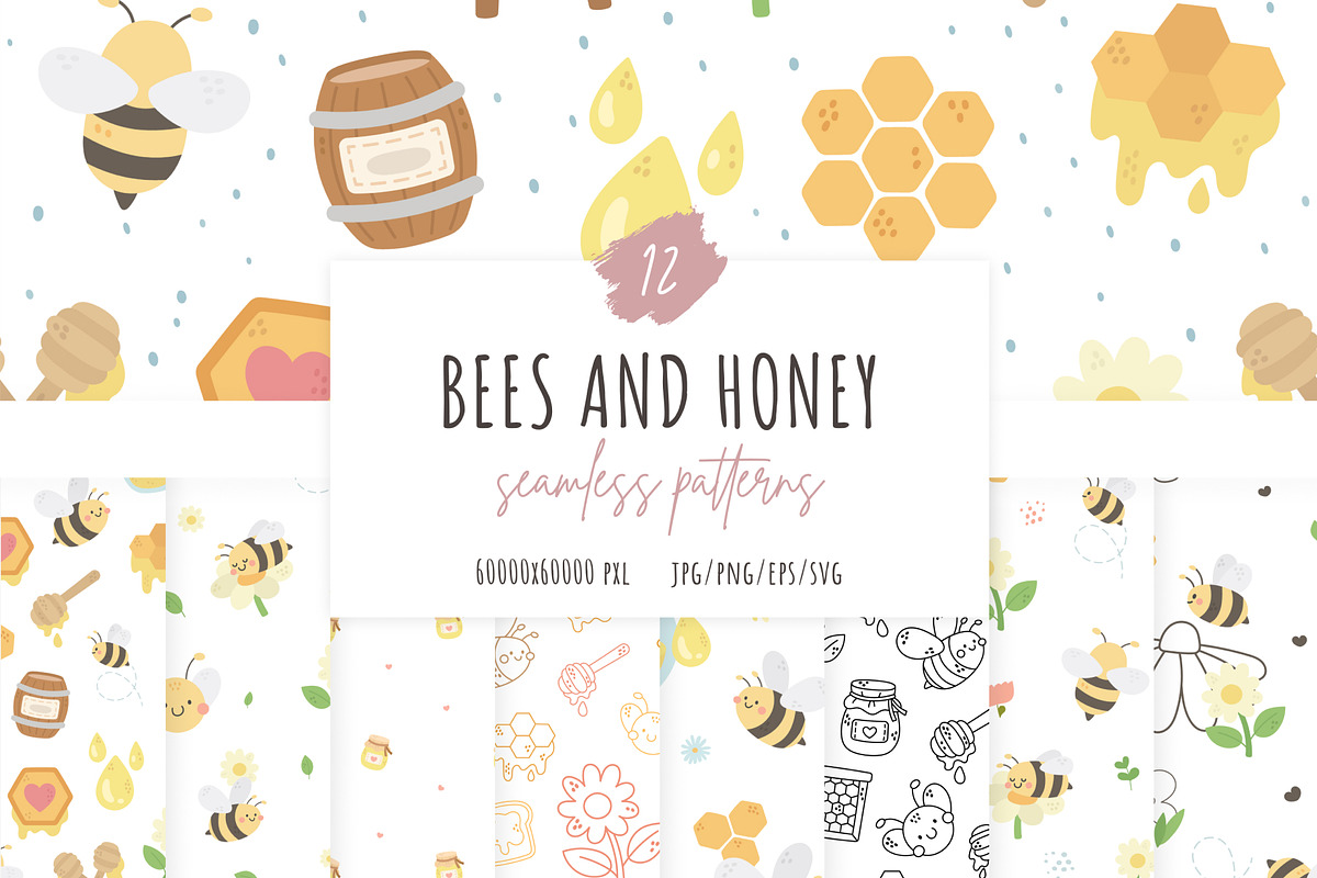 Bee Honey Patterns, a Pattern Graphic by Palau (Photo 1 of 9)