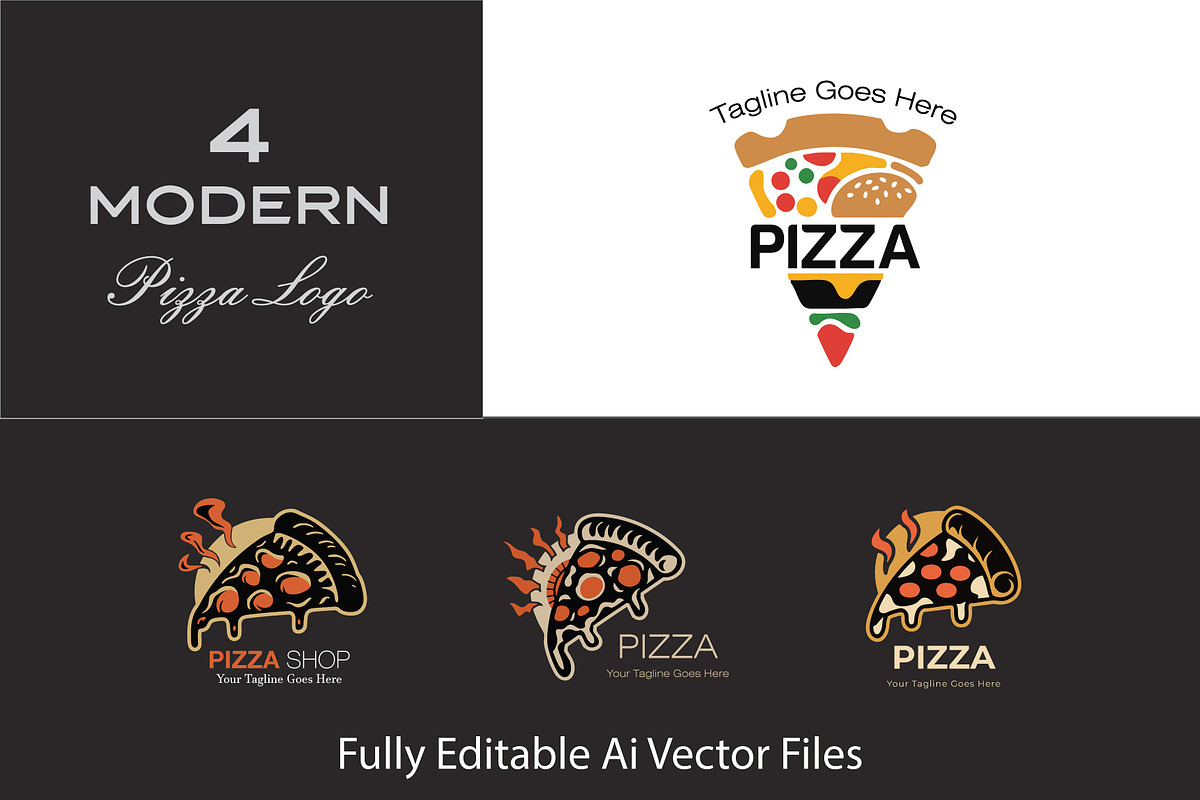 Modern Pizza Logo Collection, a Branding & Logo Template by YUDesignStore (Photo 1 of 12)