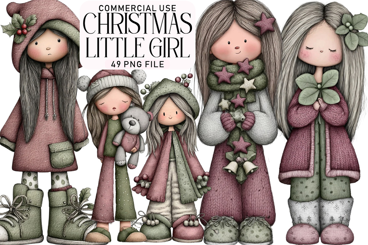 Christmas Little Girl Clipart, an Illustration by Daily.Designs (Photo 1 of 5)