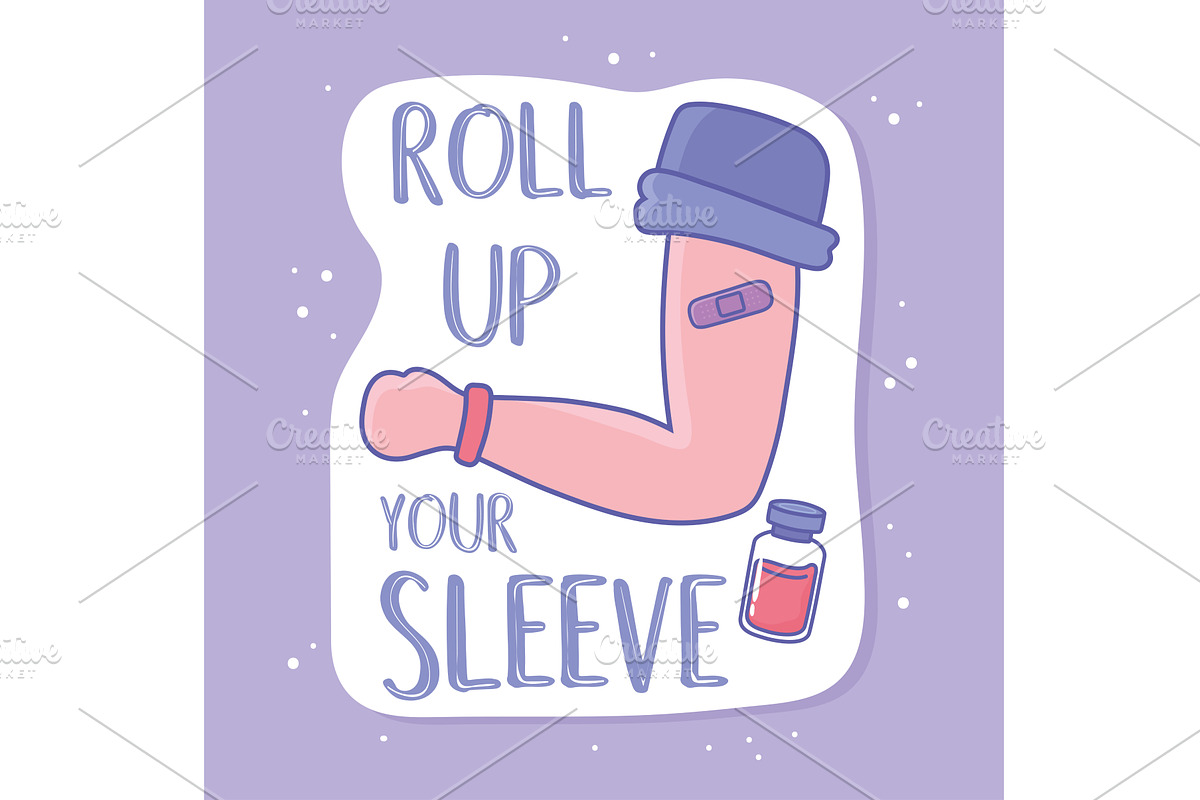 roll up your sleeve for vaccine, a Healthcare Illustration by studiogstock