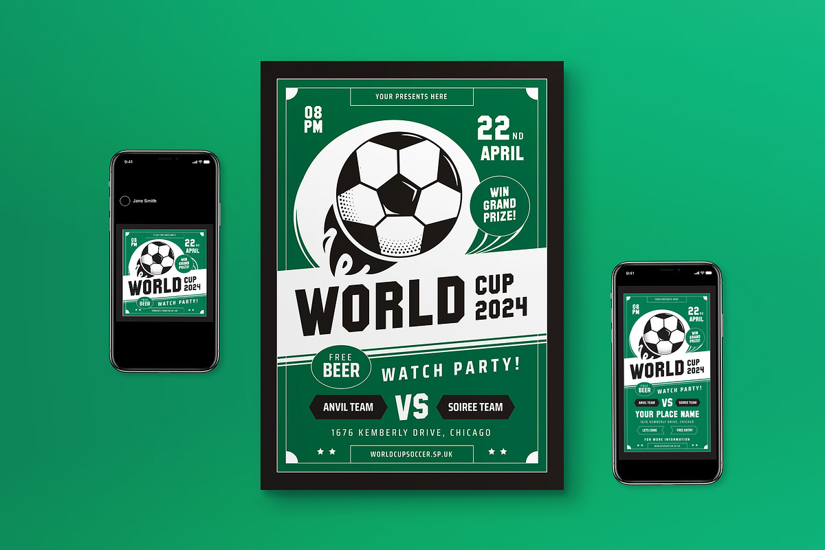 World Cup Watch Party Flyer Set, a Flyer Template by graphicook (Photo 1 of 3)