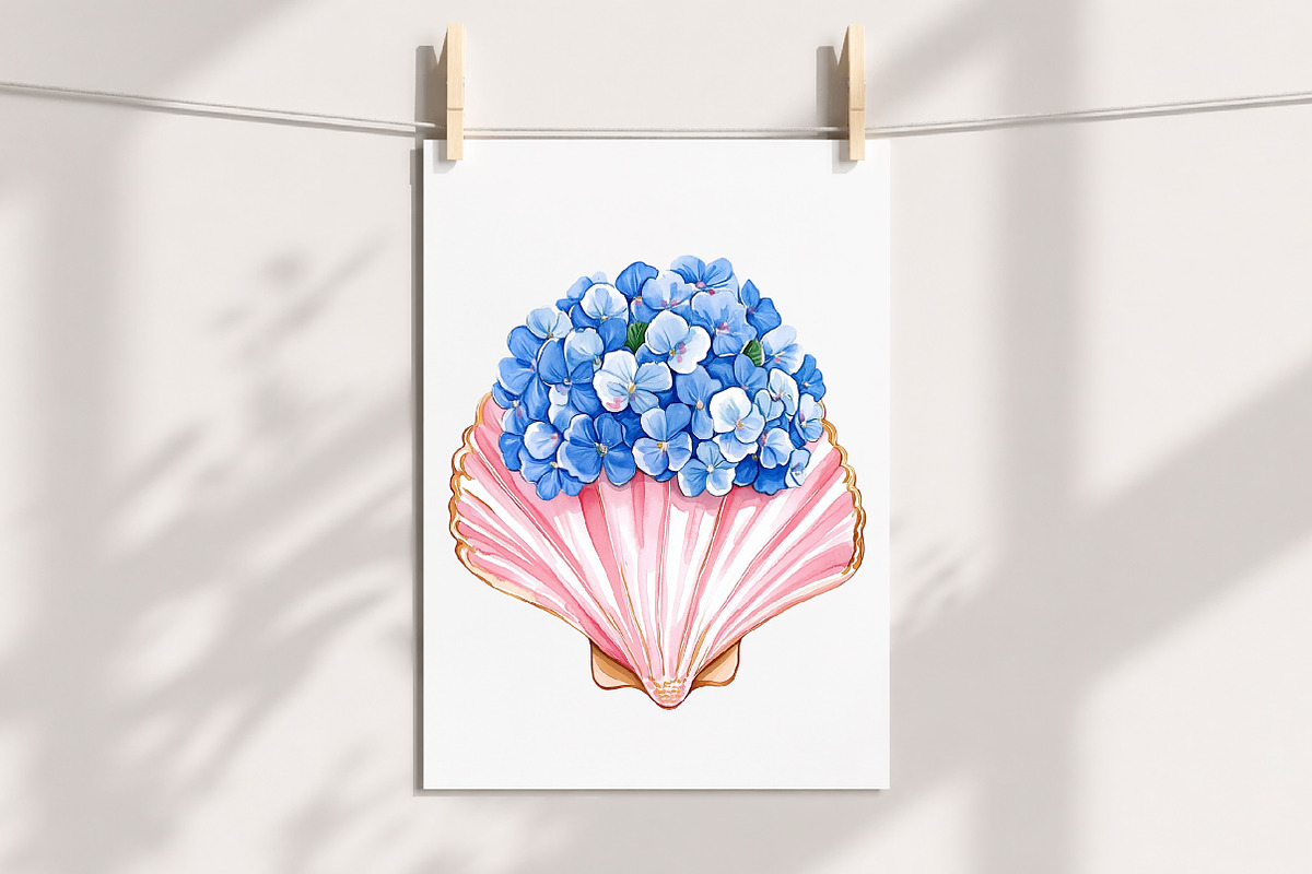 Floral Seashell Clipart set, an Illustration by Libby Wishes (Photo 4 of 7)