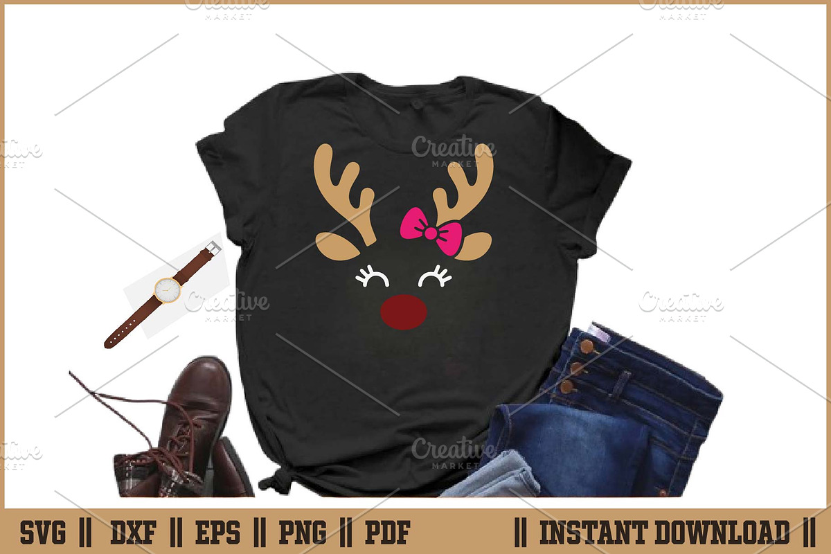 Cute Reindeer Christmas Deer SVG, a Seasonal Illustration by Handy Arts Studio (Photo 2 of 3)