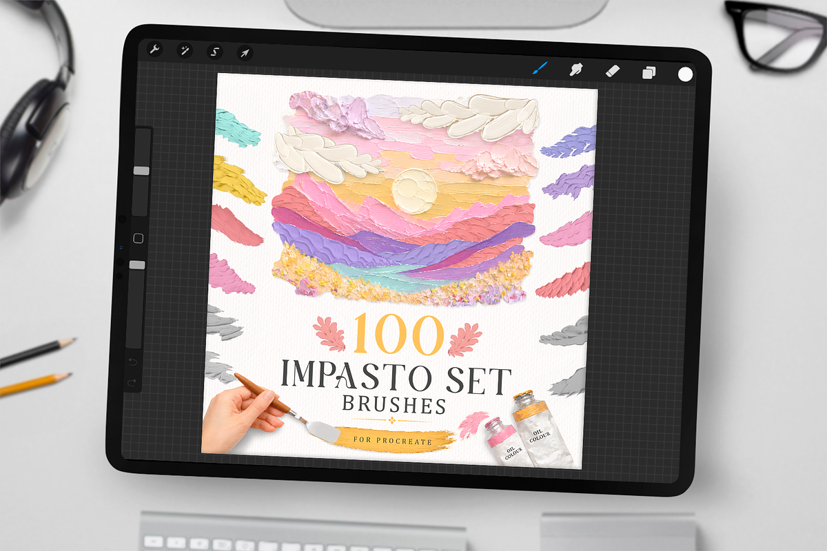 Oil Impasto Procreate Brushes, a Brush Add-On by Disyukov (Photo 1 of 7)