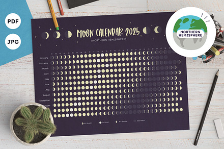 2025 Lunar Calendar. Northern Hem, a Poster Template by insemar
