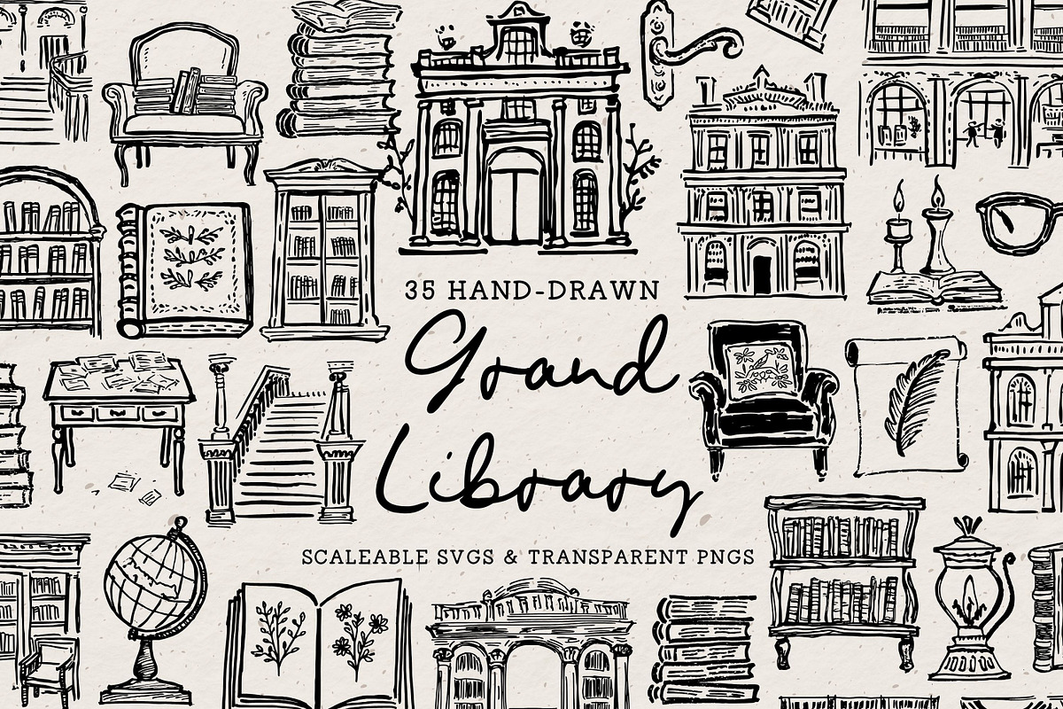 Vintage Library Clipart, Books, an Object Illustration by The October Creative (Photo 1 of 6)