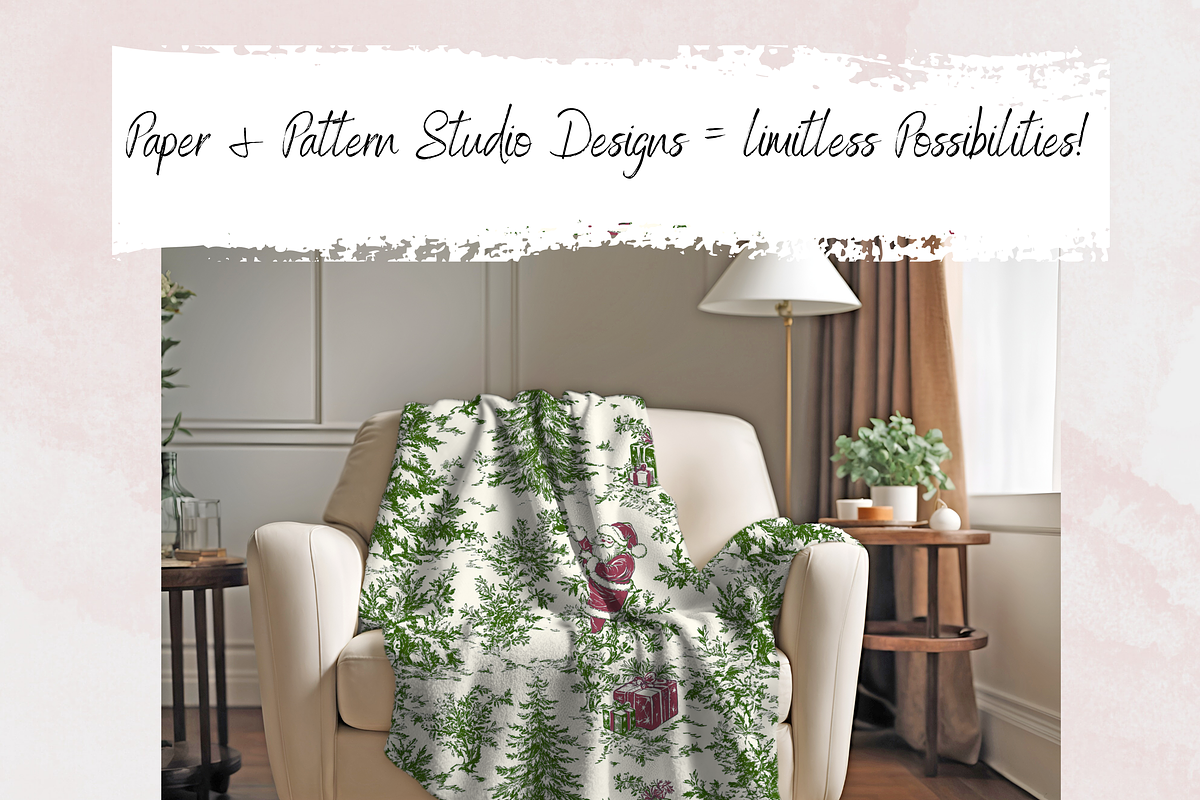 Green Christmas Toile Digital Paper, a Pattern Graphic by Paper & Pattern Studio (Photo 5 of 9)