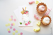 Ice Cream Watercolor Clipart, a Food Illustration by MariaScaroniAtelier (Thumbnail 3 of 6)