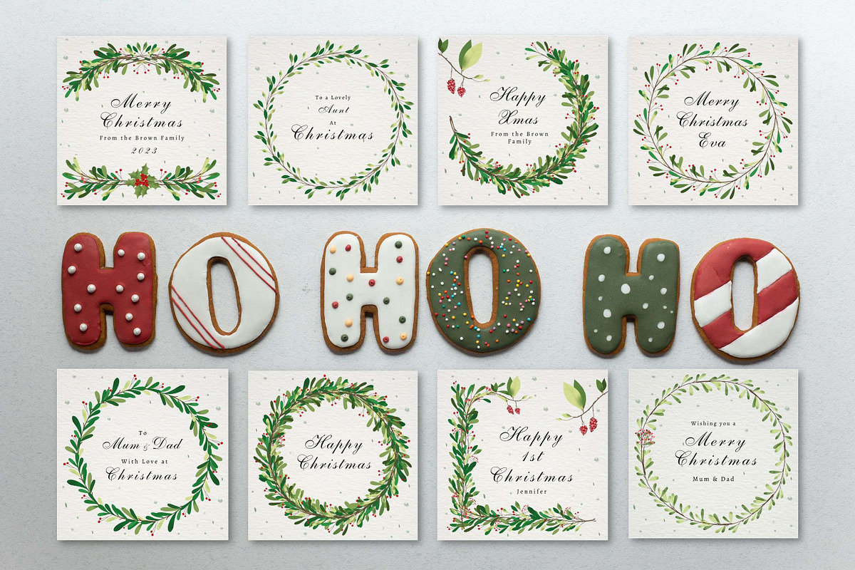 8 Wreath Christmas Cards Canva, a Card Template by 3Motional (Photo 6 of 11)