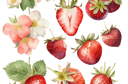Strawberries Clipart, an Object Illustration by Meisanmui