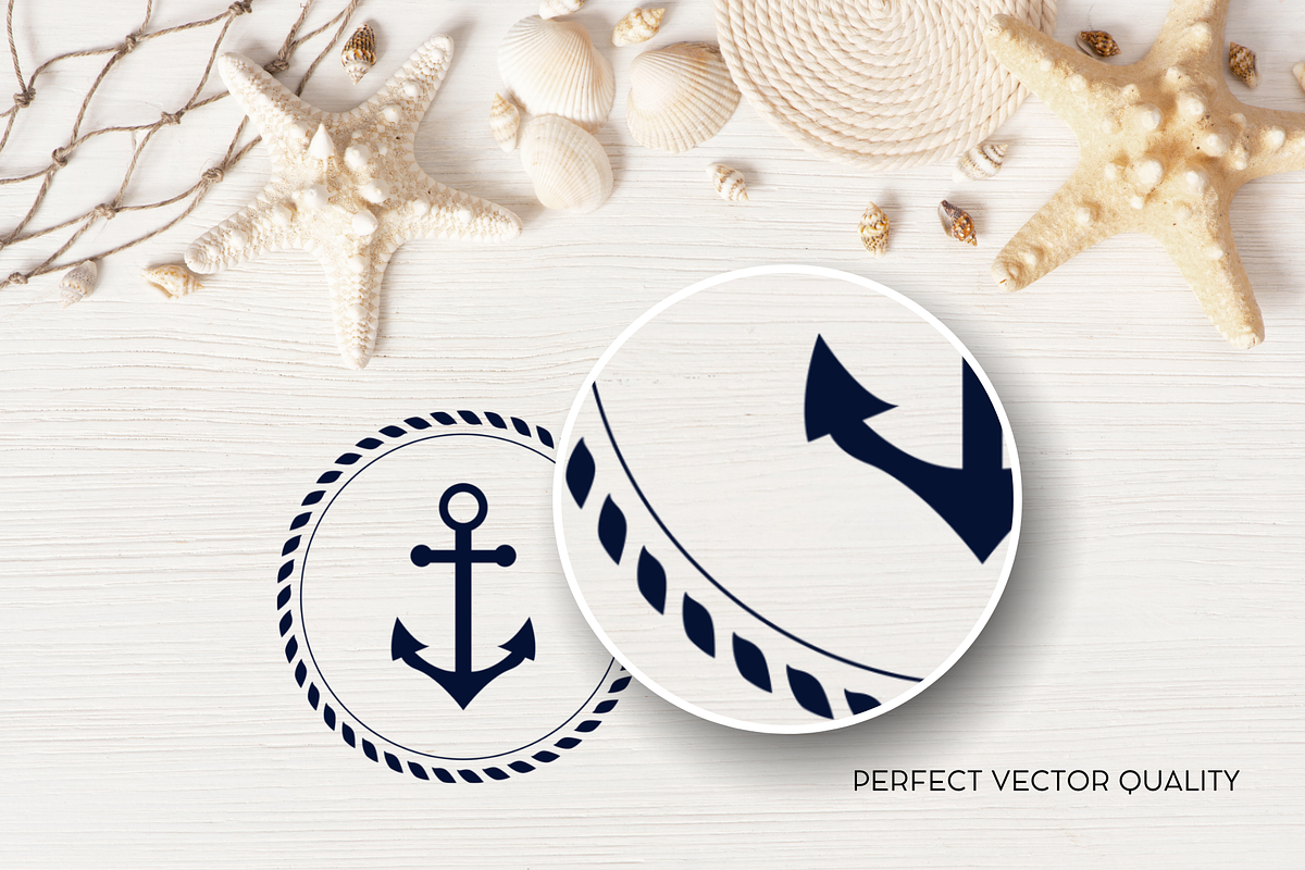 Nautical Marine Element Badges Logos, a Decorative Illustration by Iryna Danyliuk (Photo 4 of 5)