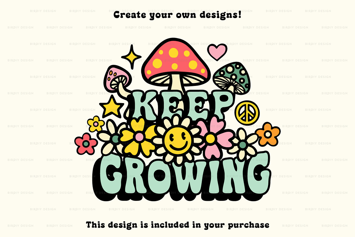Psychedelic Retro Hippie Icons, a Solid Icon by BirDIY Design (Photo 10 of 10)