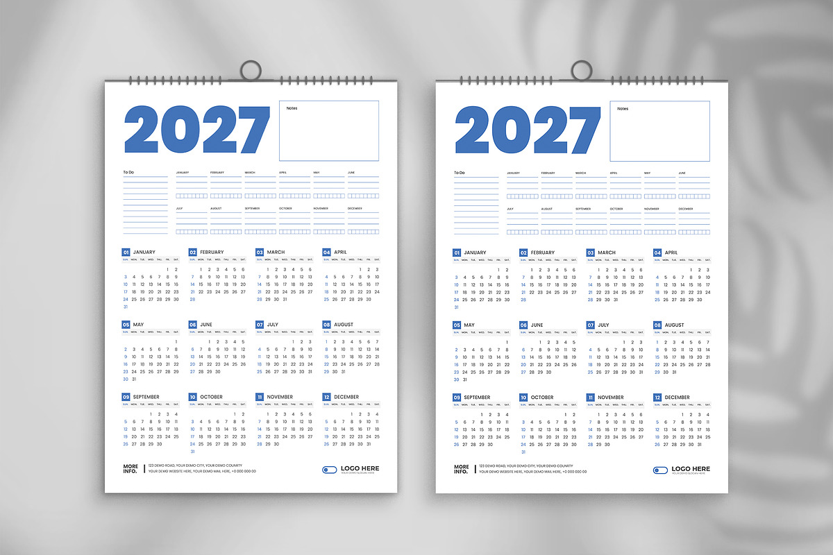 2027 One page calendar, a Stationery Template by Tanmoy Topu (Photo 1 of 2)