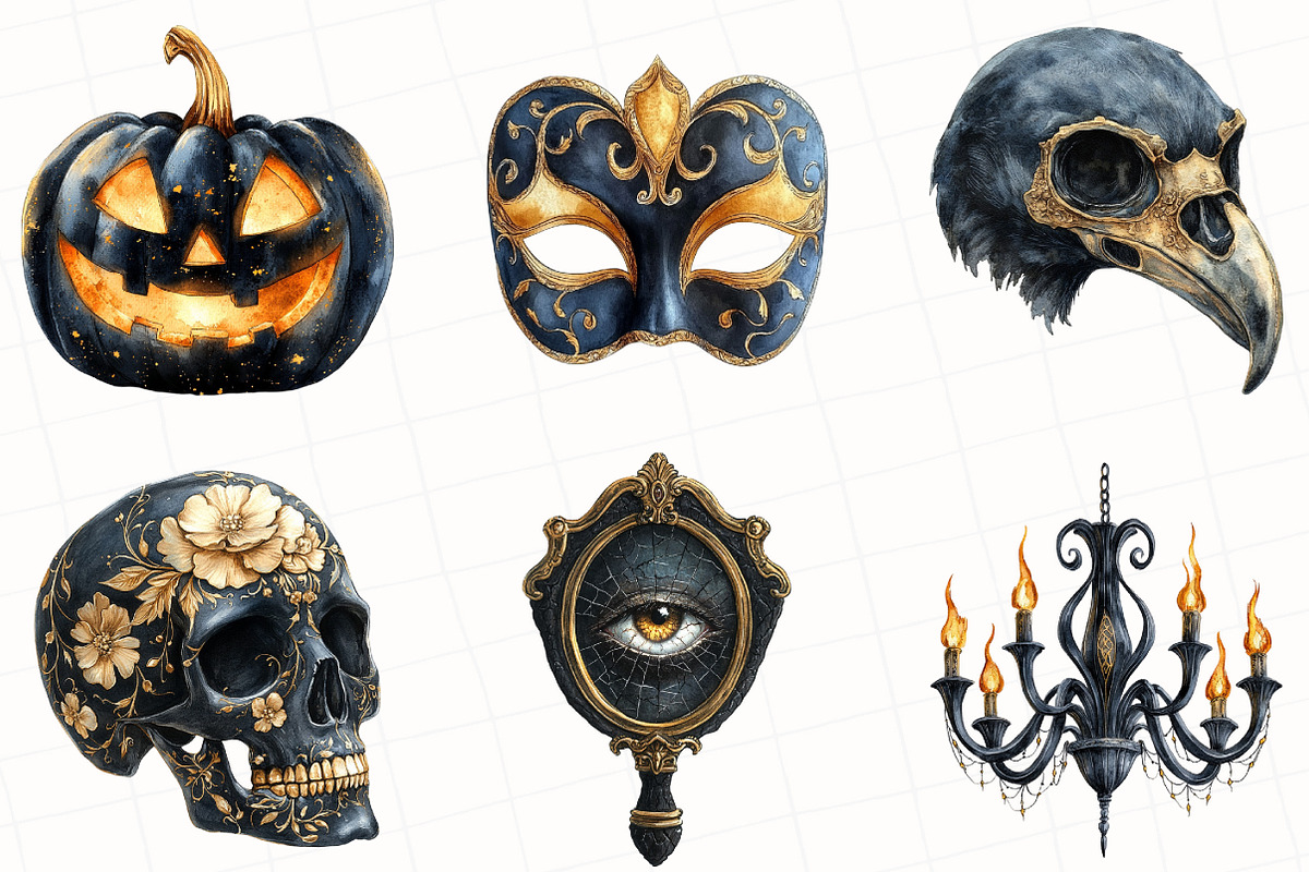 Black And Gold Halloween Clipart, an Illustration by OK Design (Photo 5 of 5)