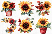 Watercolor Sunflowers Clipart, an Illustration by Craft Nest (Thumbnail 5 of 8)