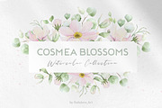 Pink Flowers Watercolor clip art, an Illustration by Fedulova Art (Thumbnail 1 of 12)