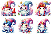 Watercolor Unicorn Gnome Clipart, an Illustration by Sublimation Artist (Thumbnail 2 of 6)