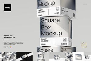 Square Box Mockup Set v.6, a Packaging Mockup by creatsy5