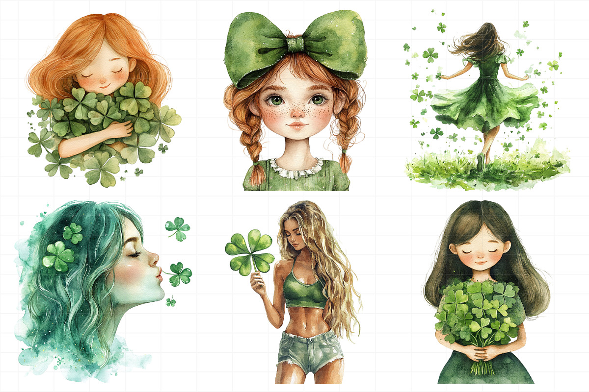 Watercolor Girl St. Patrick's Clipar, an Illustration by Daily.Designs (Photo 8 of 8)