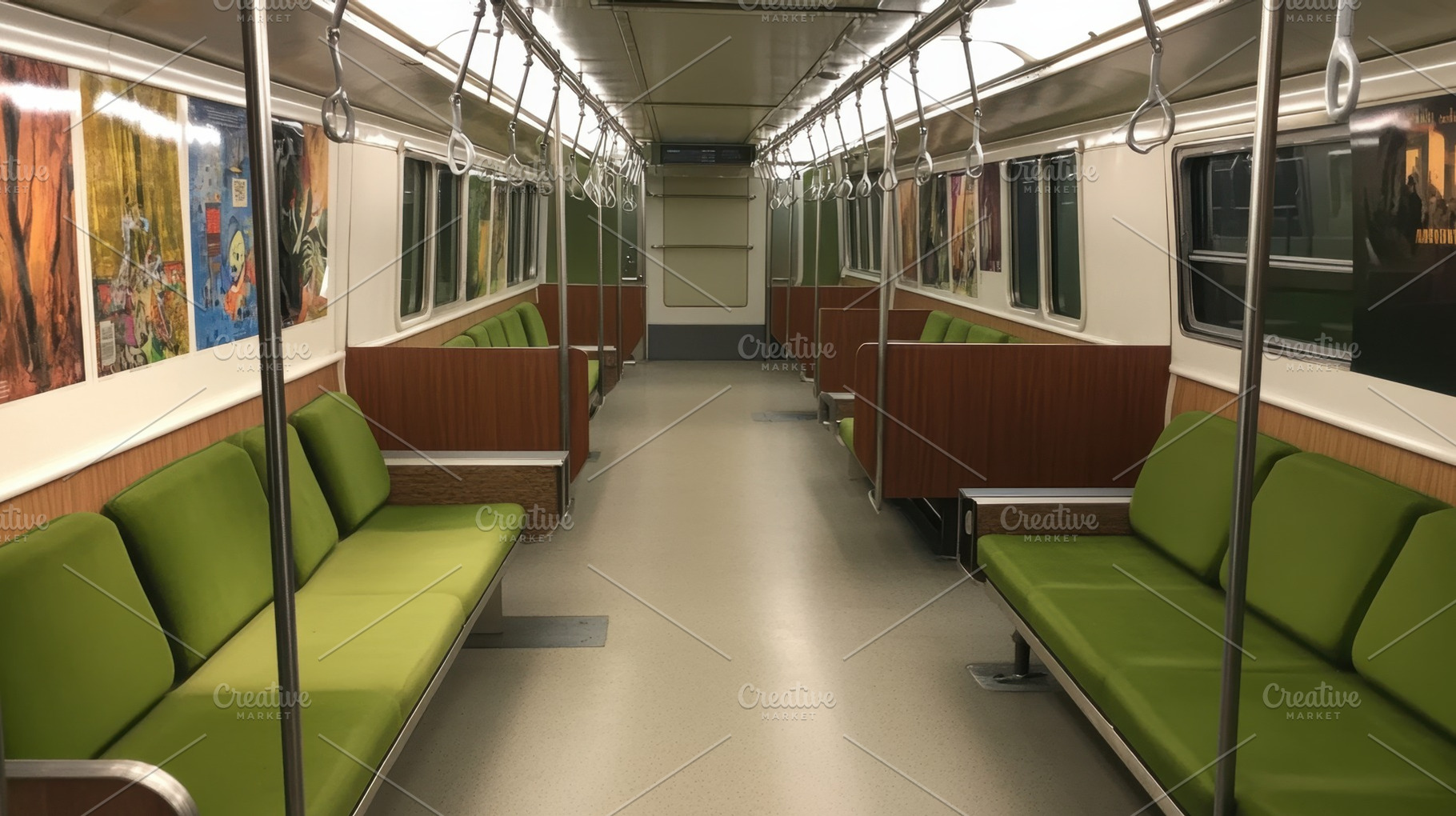 Empty subway train interior at night, a Photo by Beautiful things
