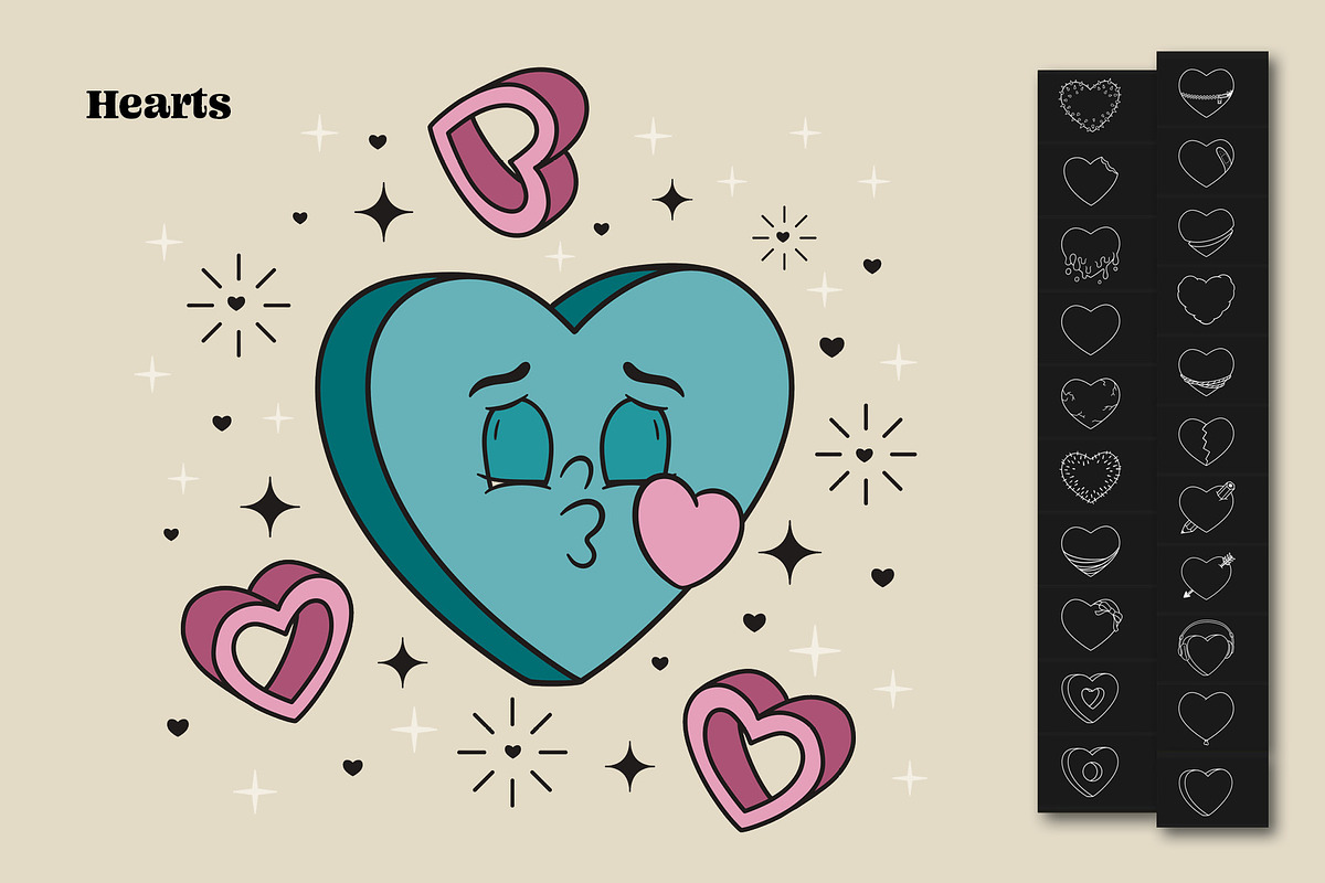 Retro Groovy Valentine for Procreate, a Brush Add-On by Pencil Twist (Photo 5 of 10)