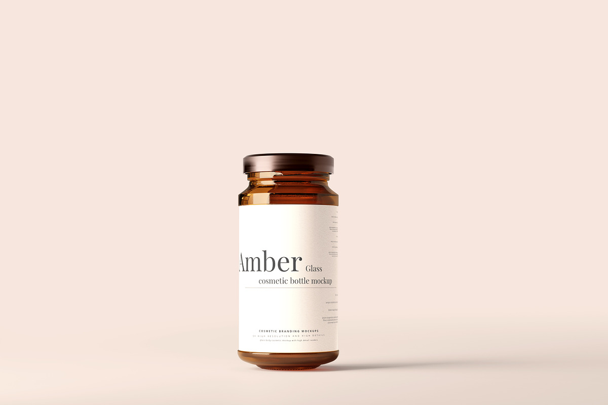 Amber Glass Jar Mockups, a Cups & Container Mockup by pmvch (Photo 1 of 10)