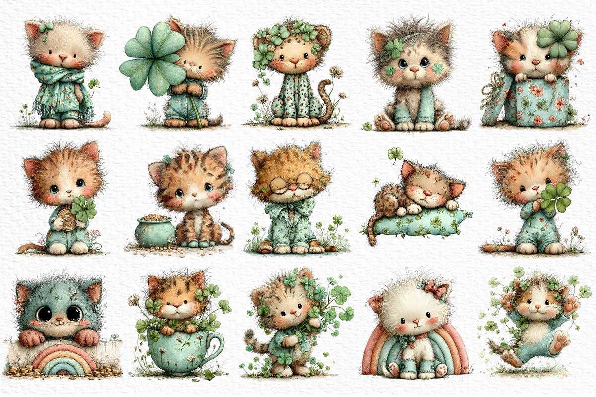 Whimsical St Patrick's Day Cat PNG, an Illustration by Craft Nest (Photo 6 of 11)