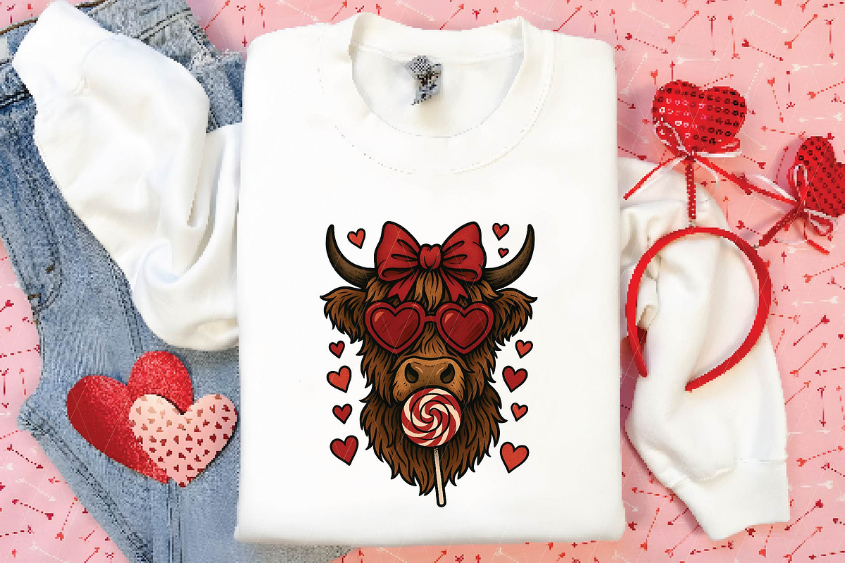 Highland Cow png, Valentine Coquette, an Illustration by DreamPrint404 (Photo 6 of 8)