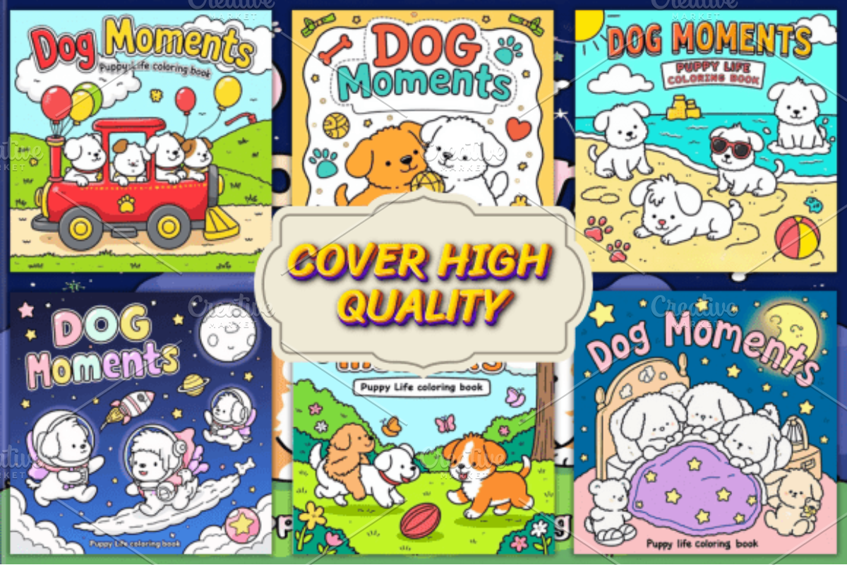 Dog Moments Puppy Life Coloring Page, an Animal Illustration by Coco Bloom (Photo 4 of 4)