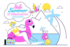12 Hello Summer Illustration, a Person Illustration by denayunebgt
