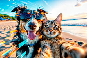Cheerful and happy dog and cat, an Animal Photo by TatsianaSalauyova