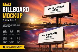 2 Large Outdoor Billboard Mockup PSD, an Advertising Mockup by 3d_model_tifotizi