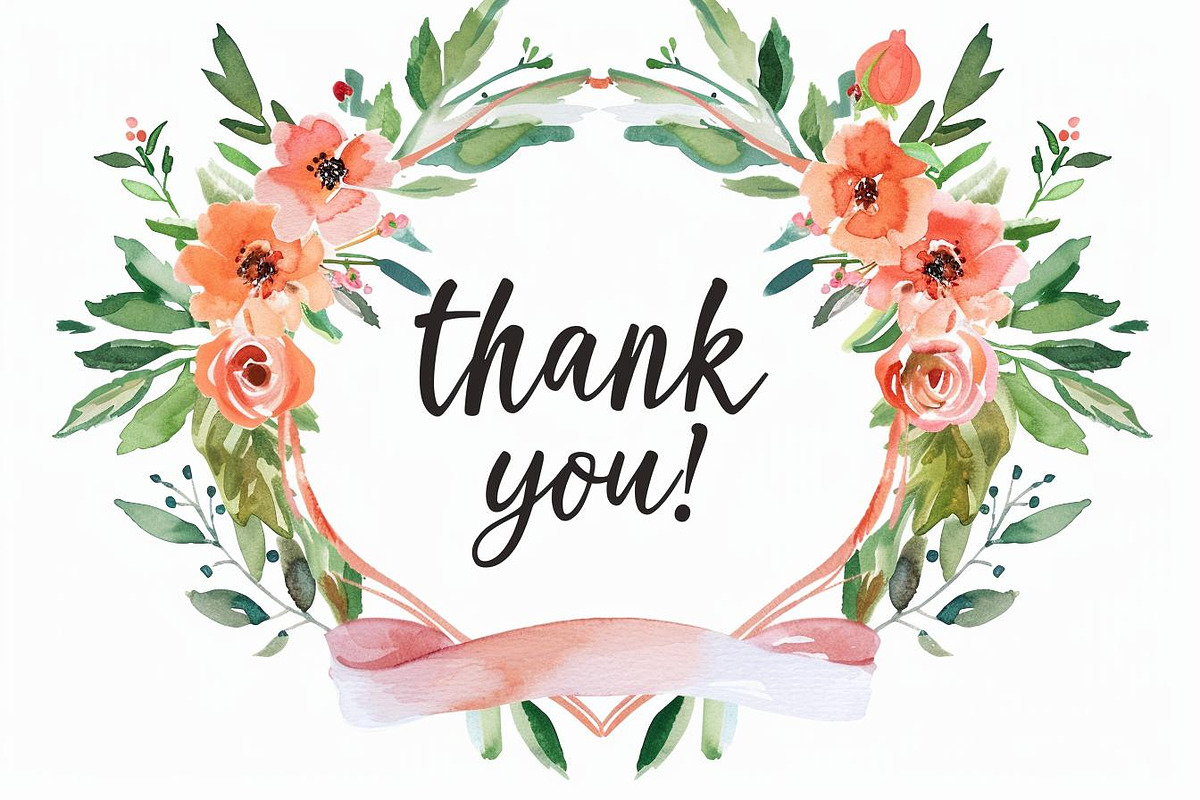 Watercolor Floral Thank You Cards, an Illustration by BIPLOB EXPERT (Photo 2 of 13)