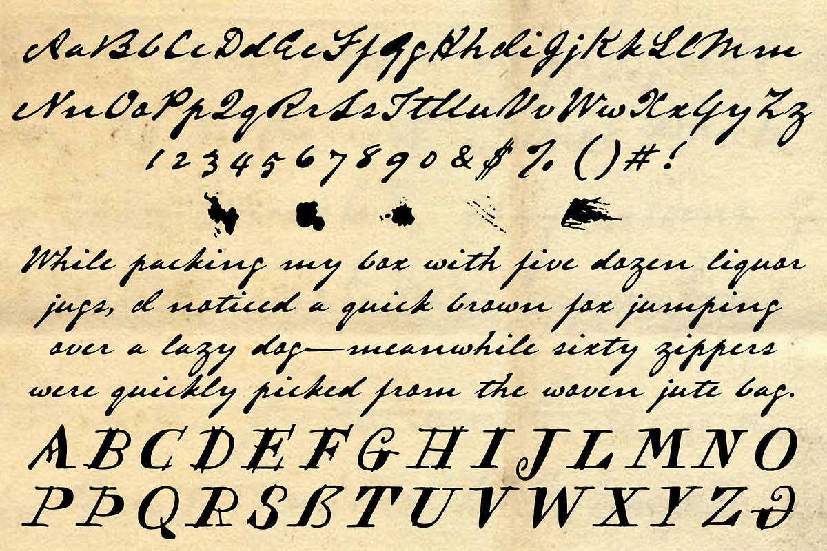 Austin Pen Bold, over-inked quill font preview 4