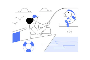 Fishing isolated cartoon vector, a Person Illustration by Visual Generation