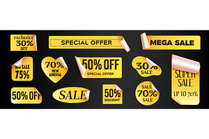 Gold discount badge sticker, an Object Illustration by art PVP - market
