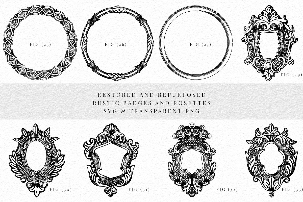 Badges and Rosettes Rustic Clipart, a Decorative Illustration by Century Library (Photo 7 of 9)
